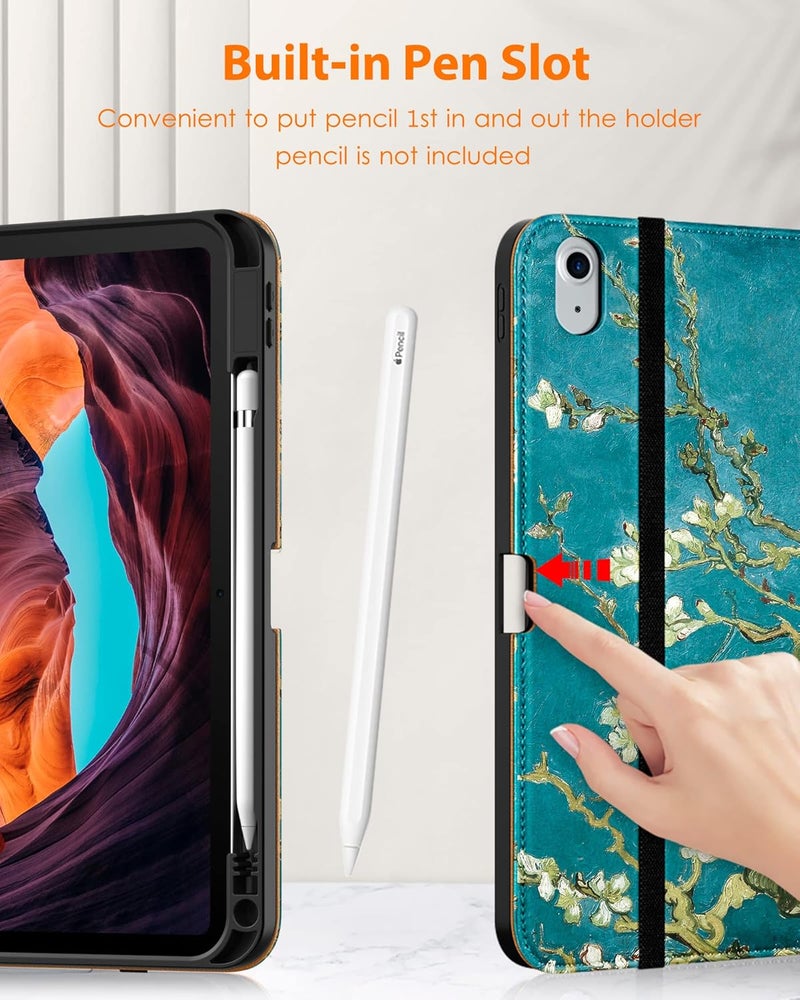 DTTO for iPad (A16) 11th Generation Case 11 Inch 2025, iPad 10th Generation Case 10.9 Inch 2022, Premium Leather Business Folio Stand Cover with Pencil Holder - Auto Wake/Sleep, Blossom - Image 4